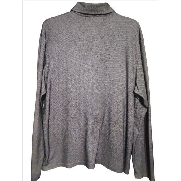 DKNY Men’s Medium Gray Textured 1/4 Zip Long Sleeve Polo Shirt - Picture 2 of 7
